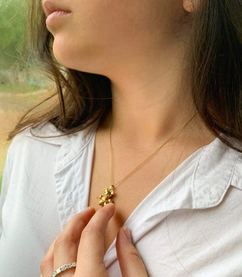 ⁦תליון דובי יחודי עם יהלומים שחורים⁩ – תמונה ⁦2⁩