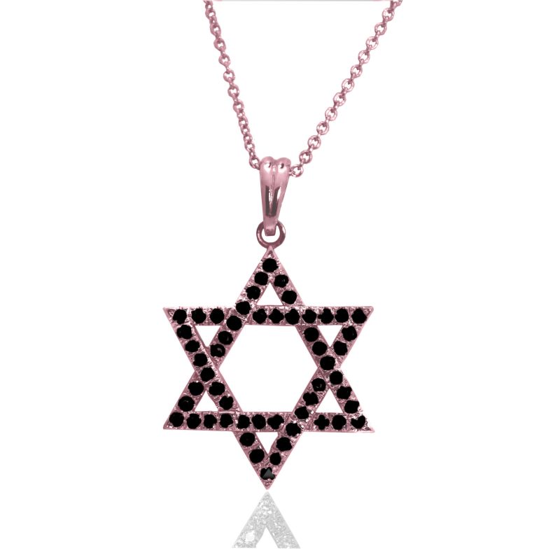 ⁦שרשרת מגן דוד עם יהלומים שחורים⁩ – תמונה ⁦3⁩