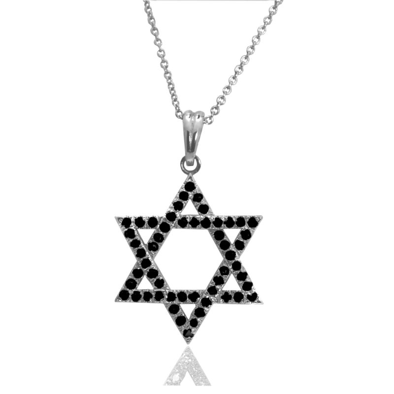 ⁦שרשרת מגן דוד עם יהלומים שחורים⁩ – תמונה ⁦2⁩