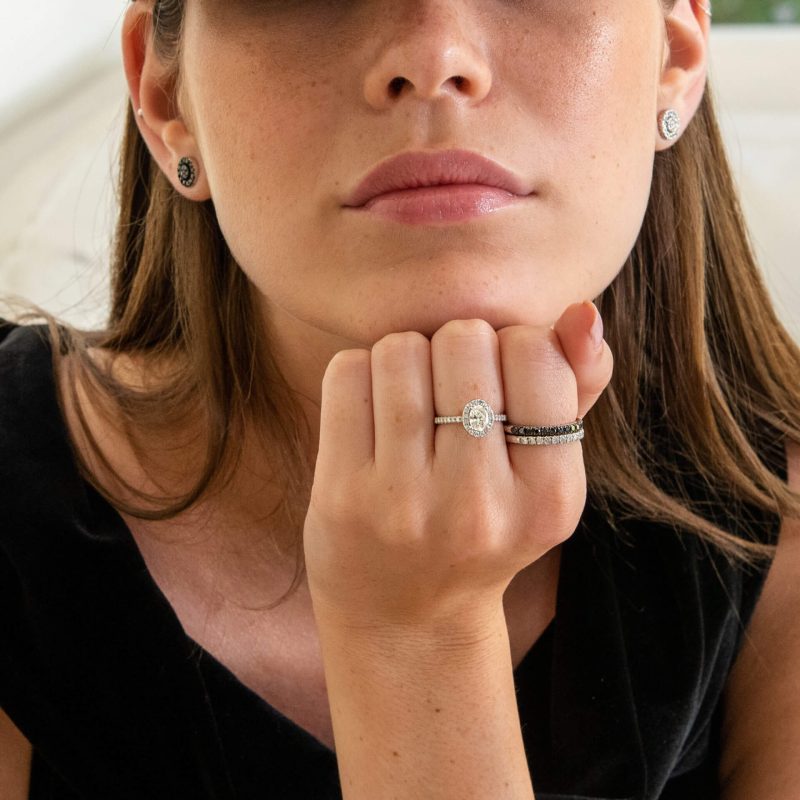 ⁦טבעת יהלומים שחורים שורה⁩ – תמונה ⁦9⁩