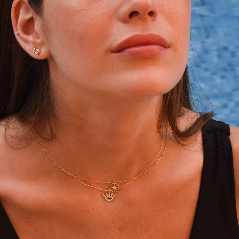 ⁦שרשרת בצורת מצפן עם יהלום עגול⁩ – תמונה ⁦6⁩